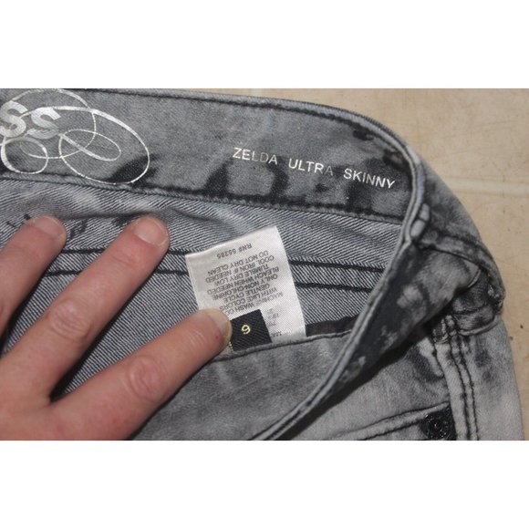 Express jeans size 9 gray with black paint splatter Zelda Ultra Skinny EUC CUTE - Picture 5 of 8